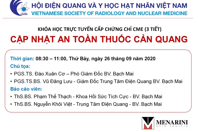 thông báo khóa học cấp CME chủ đề " Cập nhật an toàn thuốc cản quang "